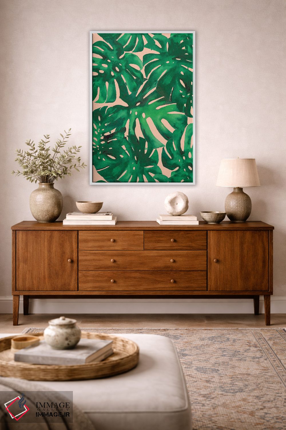 تابلو دکوراتیو برگ های مانسترا اثر کریستین لیندستروم - D3W