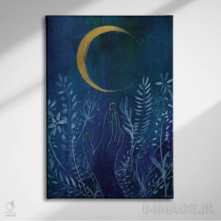 تابلو دکوراتیو ماه گل اثر کریستین لیندستروم - نمای روبهرو روی دیوار