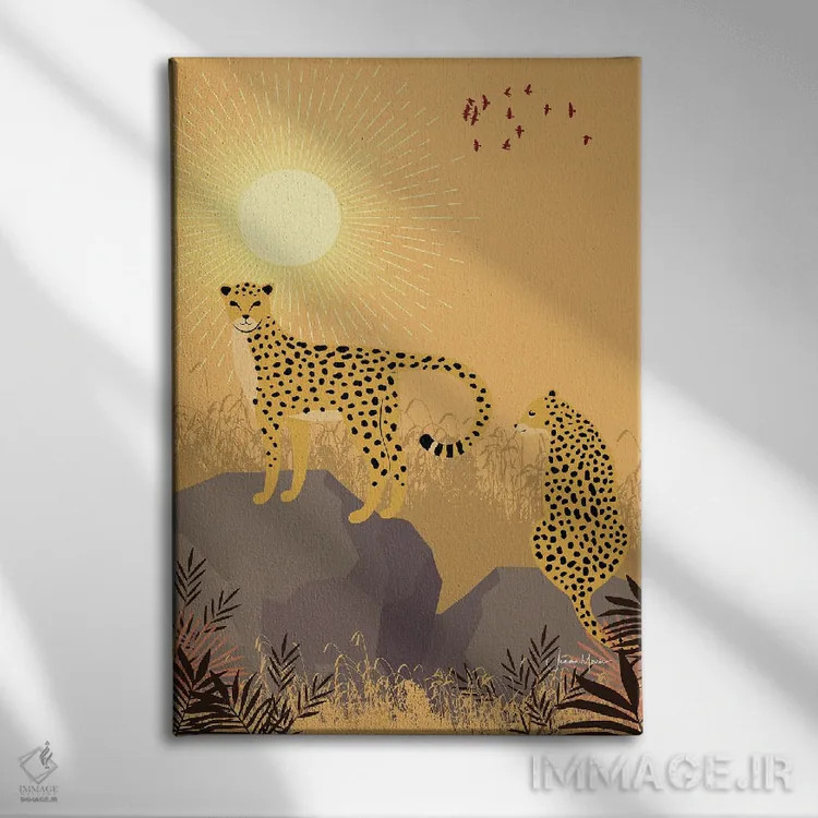 تابلو دکوراتیو یوزپلنگ در سافاری اثر لولوآرت استودیو - نمای روبهرو روی دیوار