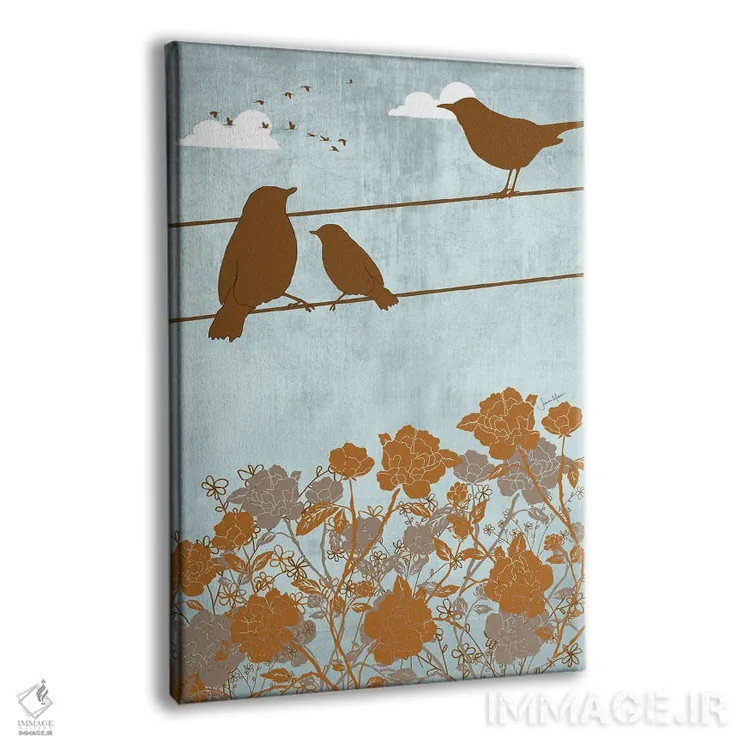 تابلو دکوراتیو پرندگان روی سیم اثر لولوآرت استودیو - نمای پرسپکتیو محصول