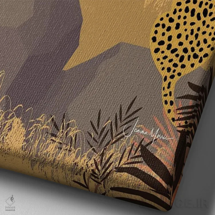 تابلو دکوراتیو یوزپلنگ در سافاری اثر لولوآرت استودیو - نمای نزدیک بافت بوم