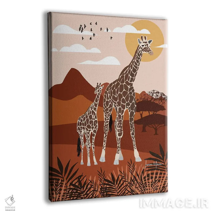 تابلو دکوراتیو زرافه در سافاری اثر لولوآرت استودیو - نمای پرسپکتیو محصول