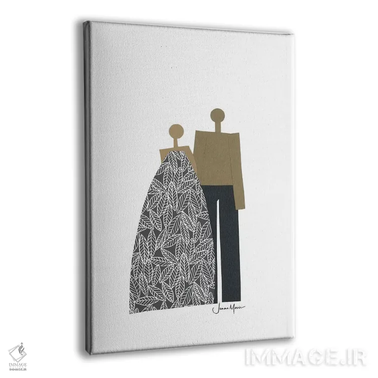 تابلو دکوراتیو زوج آفریقایی-آمریکایی سیاه و سفید اثر لولوآرت استودیو - نمای پرسپکتیو محصول