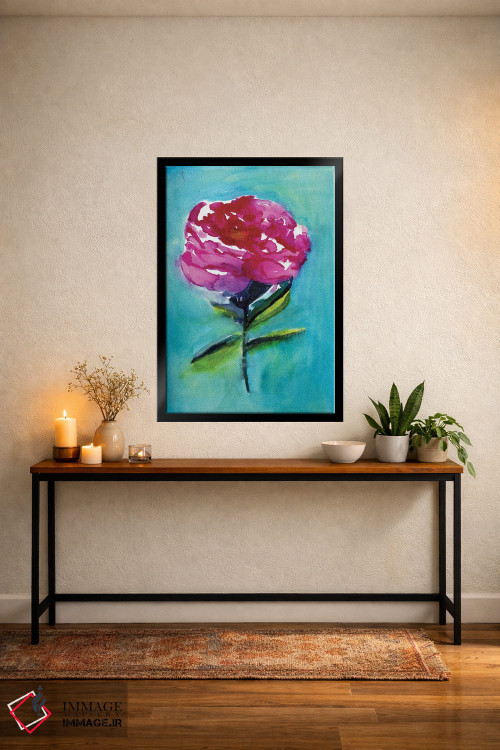 تابلو دکوراتیو گل صدتومانی اثر کریستین لیندستروم - D5B