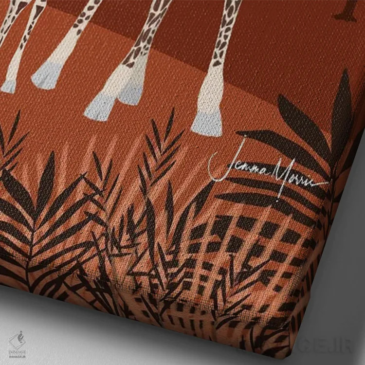 تابلو دکوراتیو زرافه در سافاری اثر لولوآرت استودیو - نمای نزدیک بافت بوم