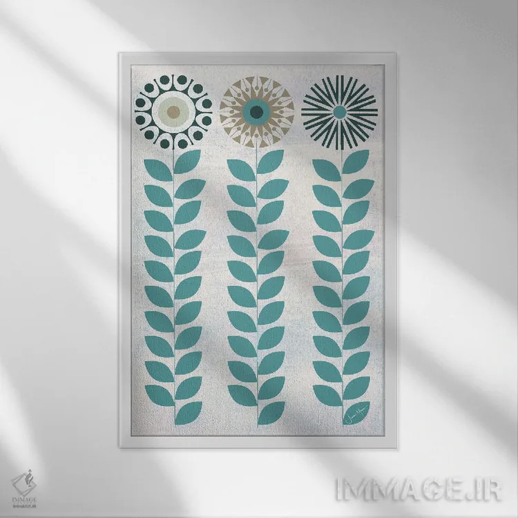 تابلو دکوراتیو شکوفه اثر لولوآرت استودیو - نمای قابدار سفید