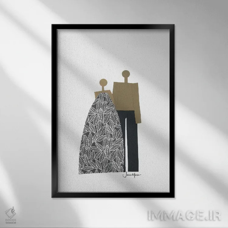 تابلو دکوراتیو زوج آفریقایی-آمریکایی سیاه و سفید اثر لولوآرت استودیو - نمای قابدار مشکی