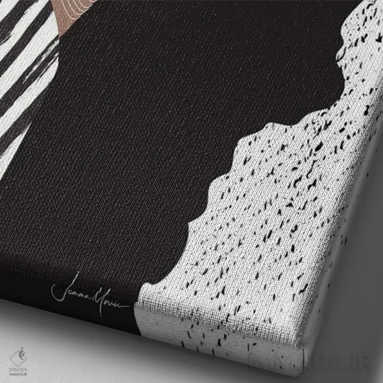 تابلو مینیمال زن اثر لولوآرت استودیو - نمای نزدیک بافت بوم