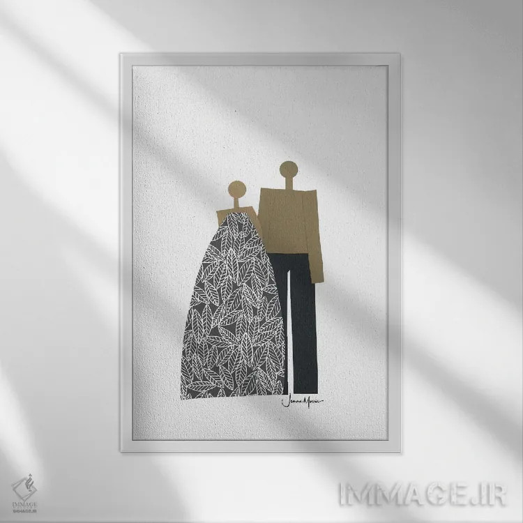 تابلو دکوراتیو زوج آفریقایی-آمریکایی سیاه و سفید اثر لولوآرت استودیو - نمای قابدار سفید