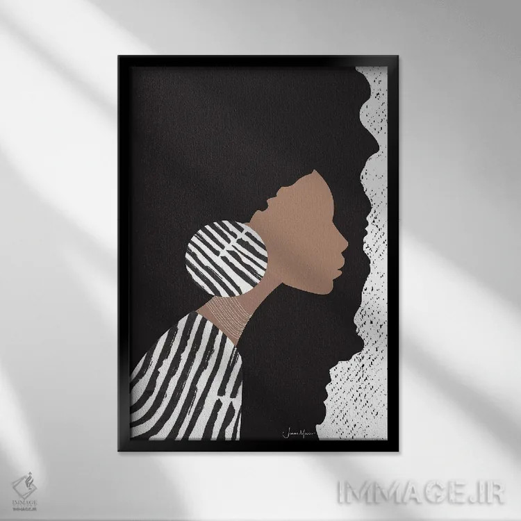 تابلو مینیمال زن اثر لولوآرت استودیو - نمای قابدار مشکی