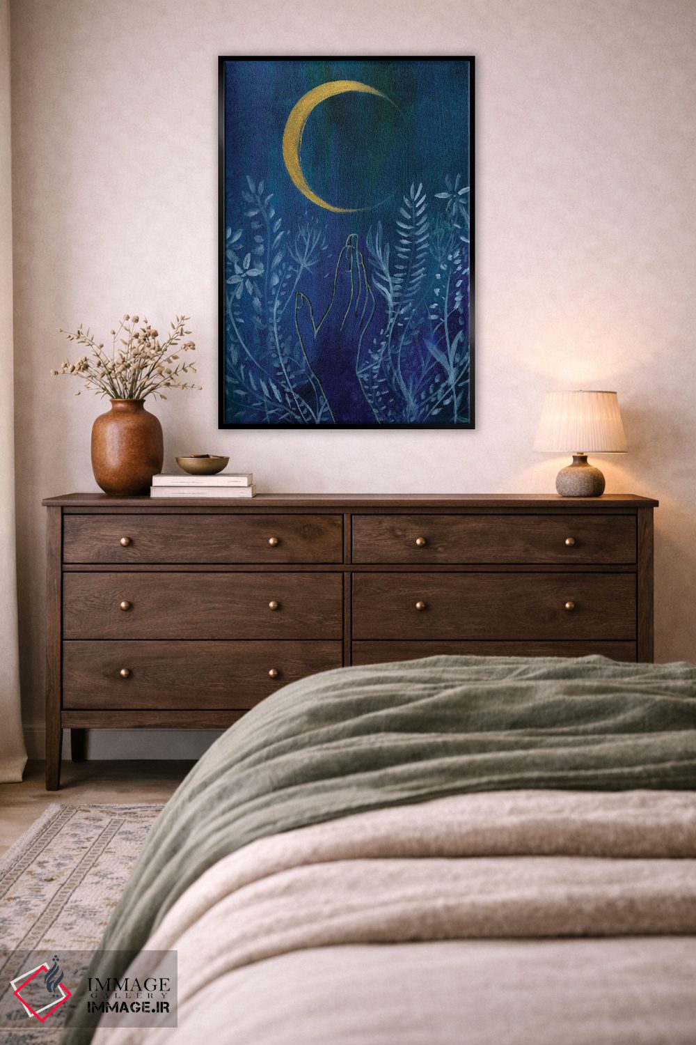 تابلو دکوراتیو ماه گل اثر کریستین لیندستروم - D6B