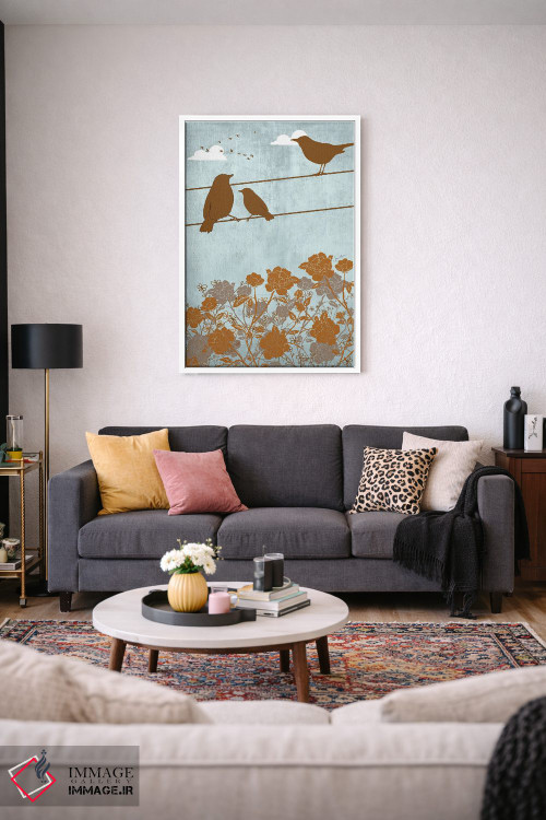 تابلو دکوراتیو پرندگان روی سیم اثر لولوآرت استودیو - D2W