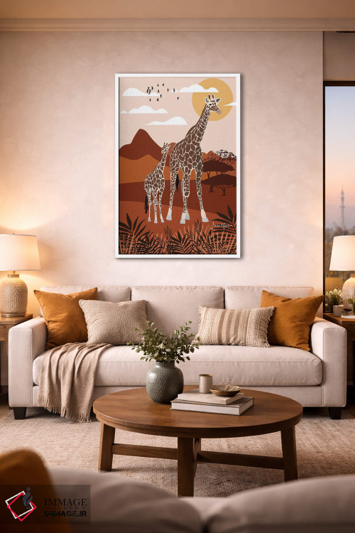 تابلو دکوراتیو زرافه در سافاری اثر لولوآرت استودیو - D1W