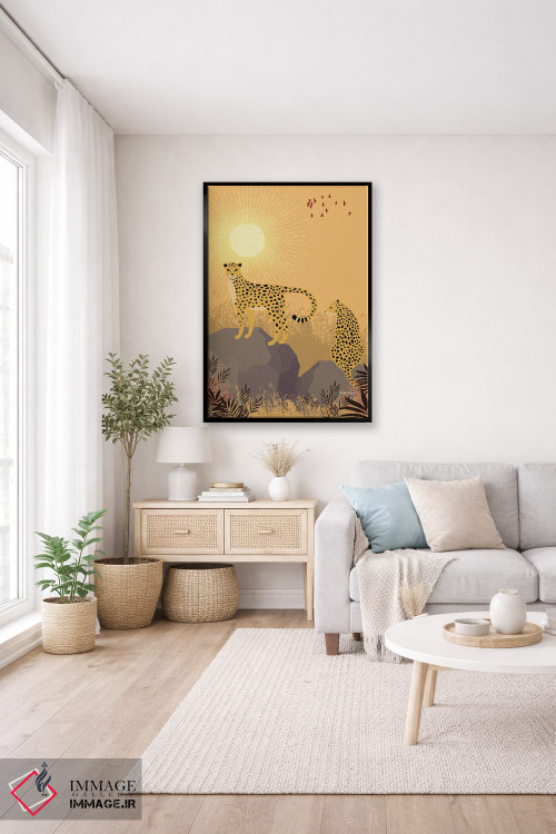 تابلو دکوراتیو یوزپلنگ در سافاری اثر لولوآرت استودیو - D5B