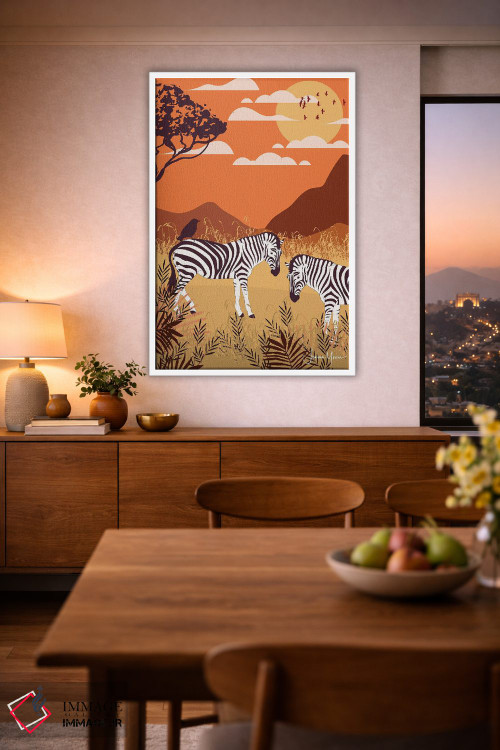 تابلو دکوراتیو گورخر در سافاری اثر لولوآرت استودیو - D1W