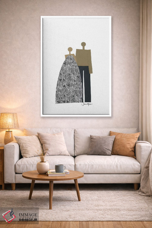 تابلو دکوراتیو زوج آفریقایی-آمریکایی سیاه و سفید اثر لولوآرت استودیو - D1W