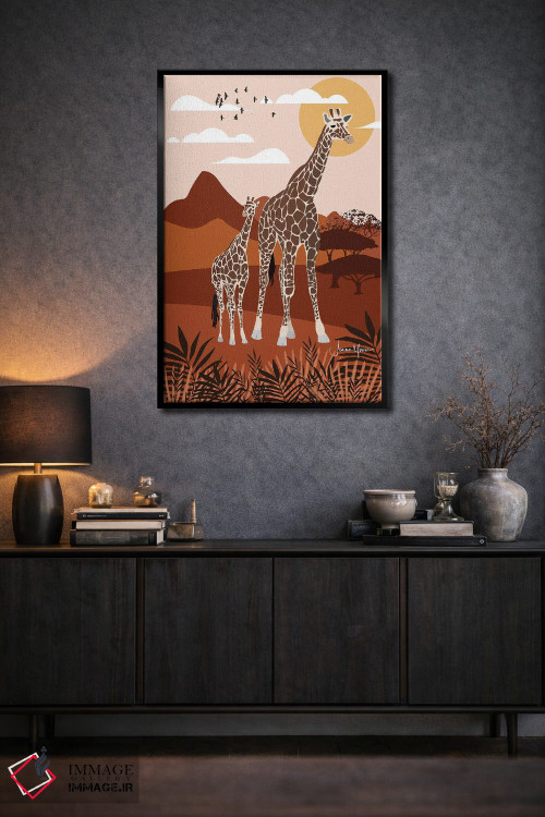 تابلو دکوراتیو زرافه در سافاری اثر لولوآرت استودیو - D3B