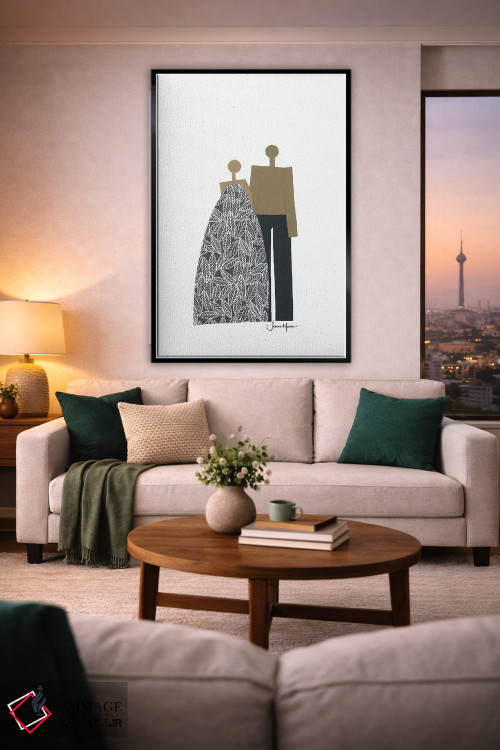 تابلو دکوراتیو زوج آفریقایی-آمریکایی سیاه و سفید اثر لولوآرت استودیو - D2B