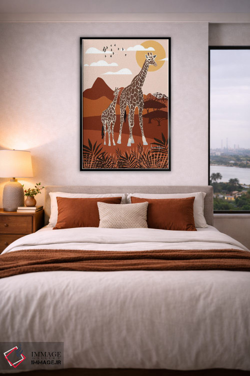 تابلو دکوراتیو زرافه در سافاری اثر لولوآرت استودیو - D4B
