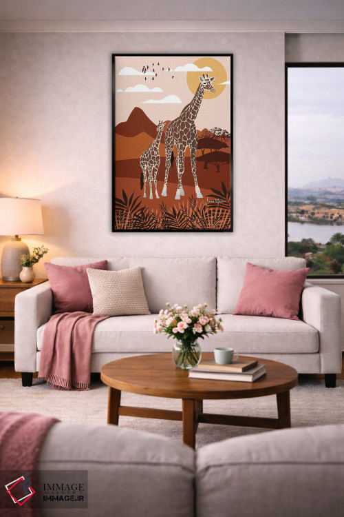 تابلو دکوراتیو زرافه در سافاری اثر لولوآرت استودیو - D5B