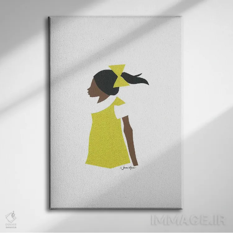 تابلو دکوراتیو دختر دانش آموز آفریقایی-آمریکایی اثر لولوآرت استودیو - نمای روبهرو روی دیوار