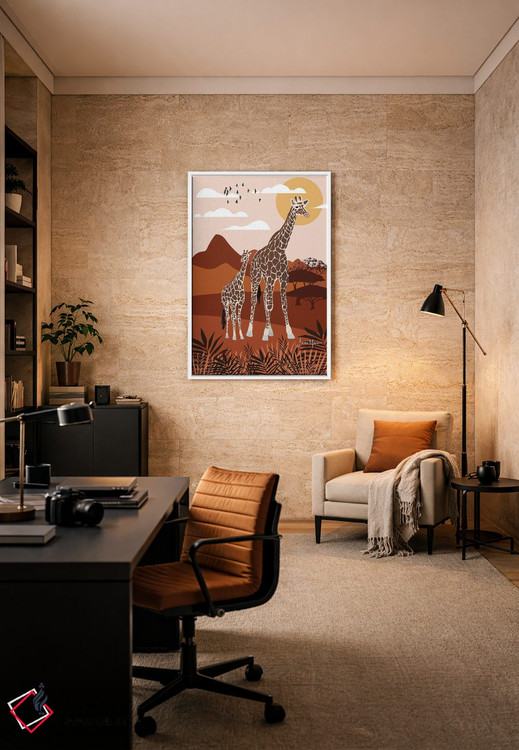 تابلو دکوراتیو زرافه در سافاری اثر لولوآرت استودیو - D6W