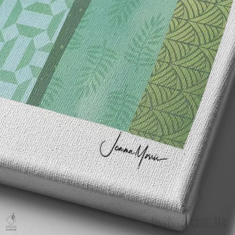 تابلو انتزاعی پنج زن خردمند با لباس سبز اثر لولوآرت استودیو - نمای نزدیک بافت بوم