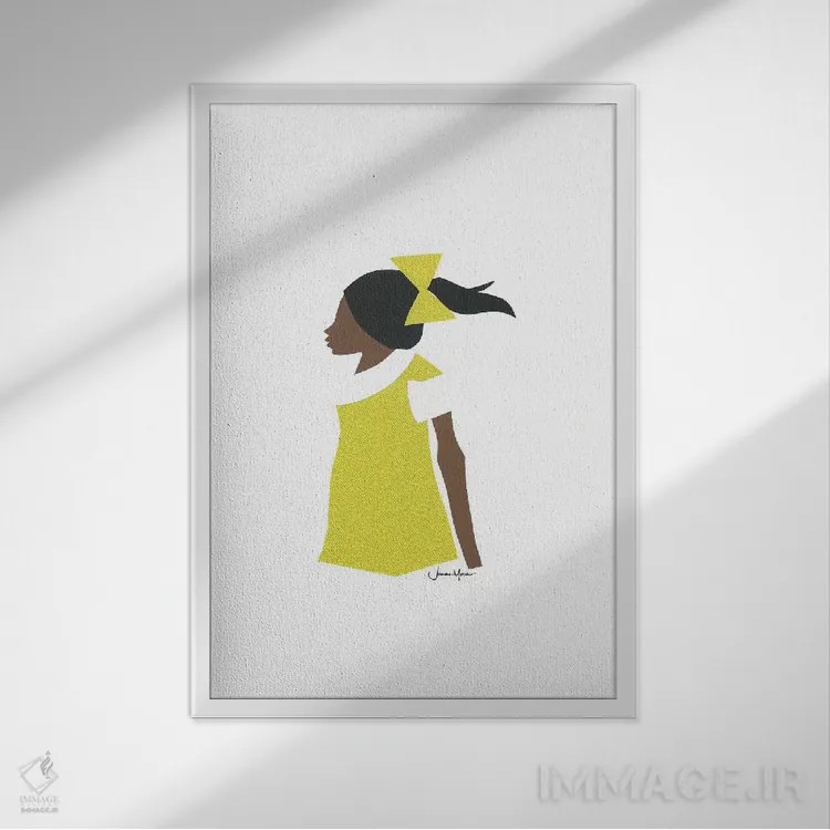 تابلو دکوراتیو دختر دانش آموز آفریقایی-آمریکایی اثر لولوآرت استودیو - نمای قابدار سفید