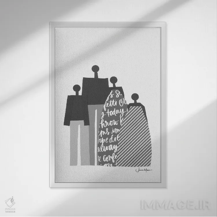 تابلو دکوراتیو پرتره خانواده آفریقایی سیاه و سفید اثر لولوآرت استودیو - نمای قابدار سفید