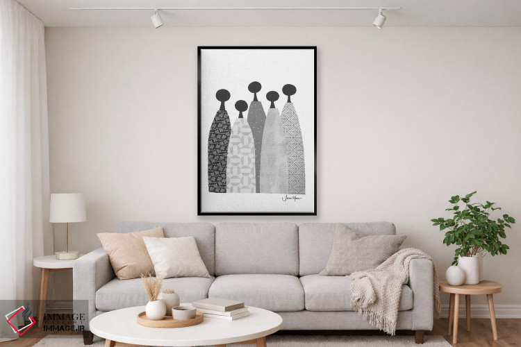 تابلو انتزاعی پنج زن خردمند سیاه و سفید اثر لولوآرت استودیو - D2B