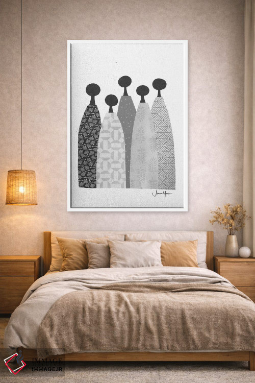 تابلو انتزاعی پنج زن خردمند سیاه و سفید اثر لولوآرت استودیو - D1W