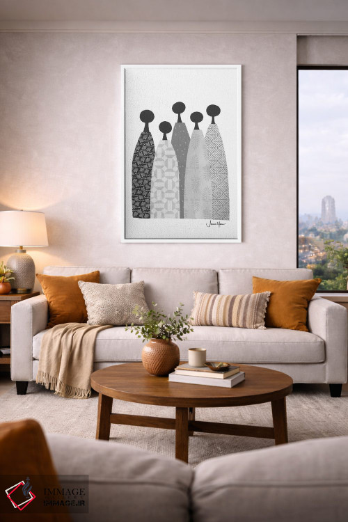 تابلو انتزاعی پنج زن خردمند سیاه و سفید اثر لولوآرت استودیو - D3W