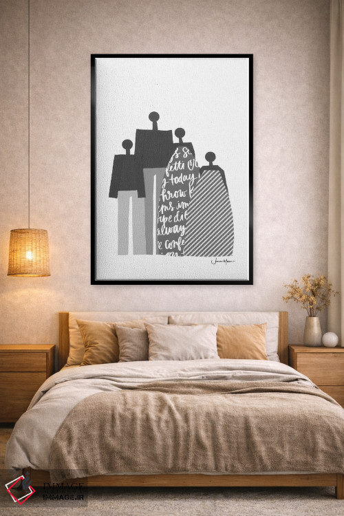 تابلو دکوراتیو پرتره خانواده آفریقایی سیاه و سفید اثر لولوآرت استودیو - D2B