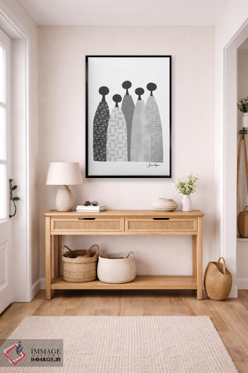 تابلو انتزاعی پنج زن خردمند سیاه و سفید اثر لولوآرت استودیو - D6B