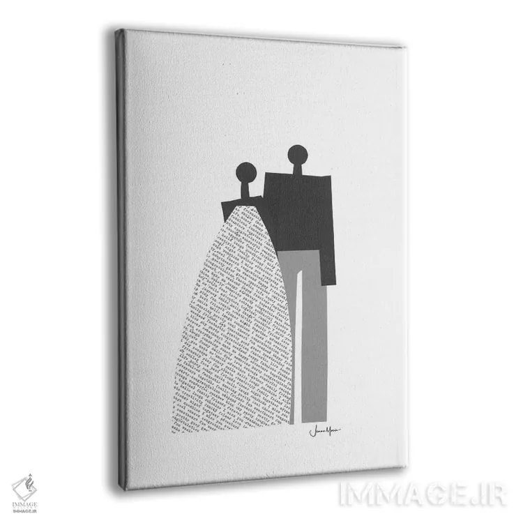 تابلو دکوراتیو زوج عروس و داماد آفریقایی سیاه و سفید اثر لولوآرت استودیو - نمای پرسپکتیو محصول