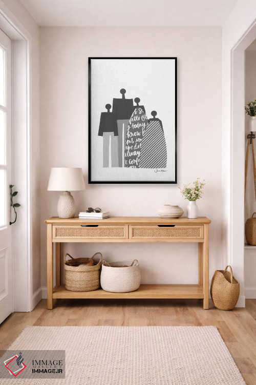 تابلو دکوراتیو پرتره خانواده آفریقایی سیاه و سفید اثر لولوآرت استودیو - D6B