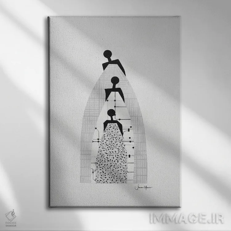 تابلو مینیمال نسل ها اثر لولوآرت استودیو - نمای روبهرو روی دیوار
