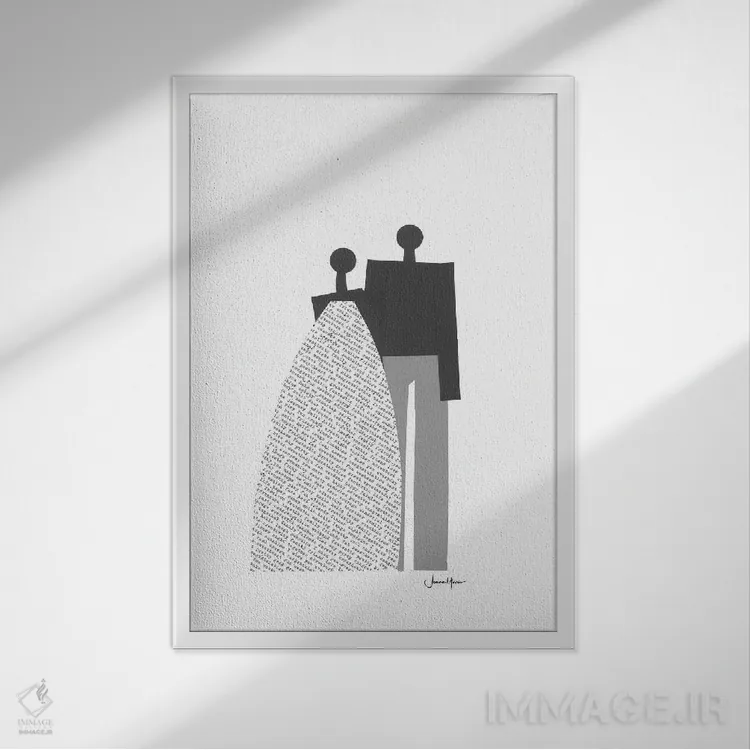 تابلو دکوراتیو زوج عروس و داماد آفریقایی سیاه و سفید اثر لولوآرت استودیو - نمای قابدار سفید