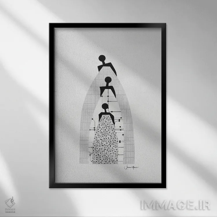 تابلو مینیمال نسل ها اثر لولوآرت استودیو - نمای قابدار مشکی