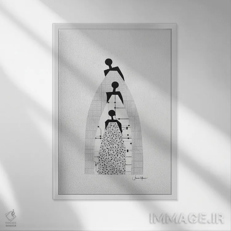 تابلو مینیمال نسل ها اثر لولوآرت استودیو - نمای قابدار سفید