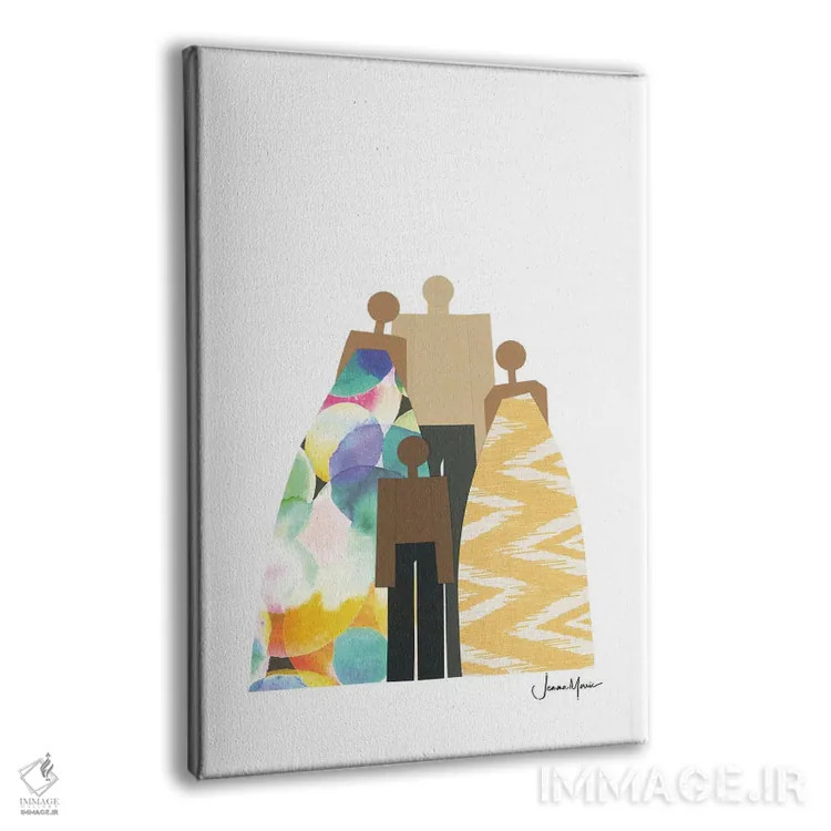 تابلو مدرن خانواده چهار نفره رنگارنگ اثر لولوآرت استودیو - نمای پرسپکتیو محصول