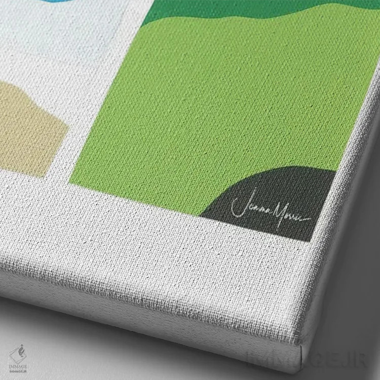 تابلو مدرن ساحل و چمنزار اثر لولوآرت استودیو - نمای نزدیک بافت بوم