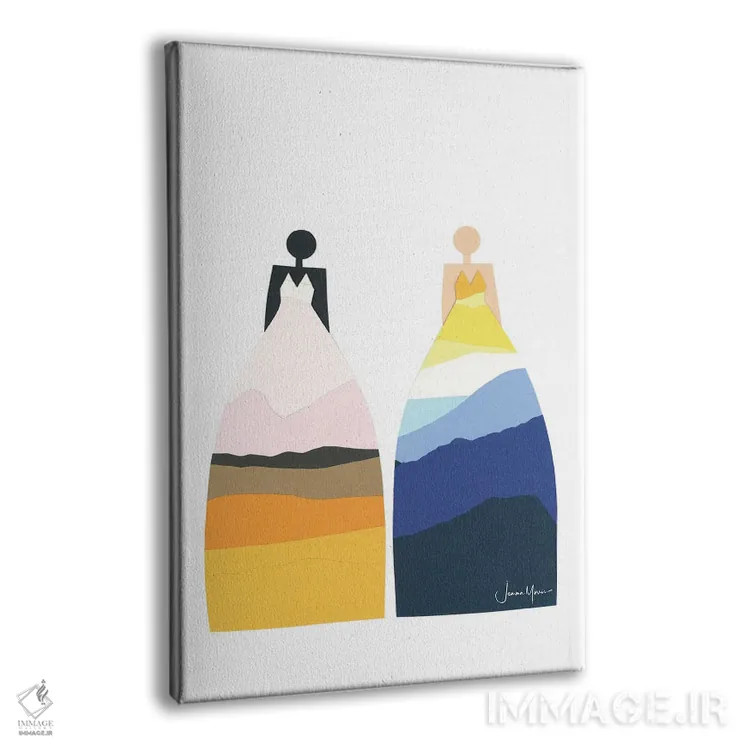 تابلو انتزاعی کشتزار علف و کوه اثر لولوآرت استودیو - نمای پرسپکتیو محصول