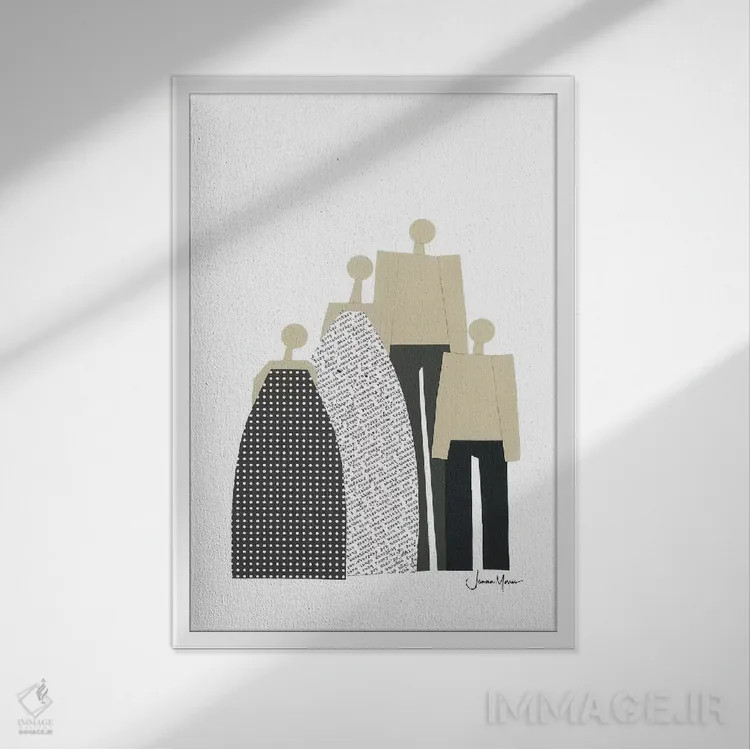 تابلو دکوراتیو پرتره خانواده هسته ای اثر لولوآرت استودیو - نمای قابدار سفید