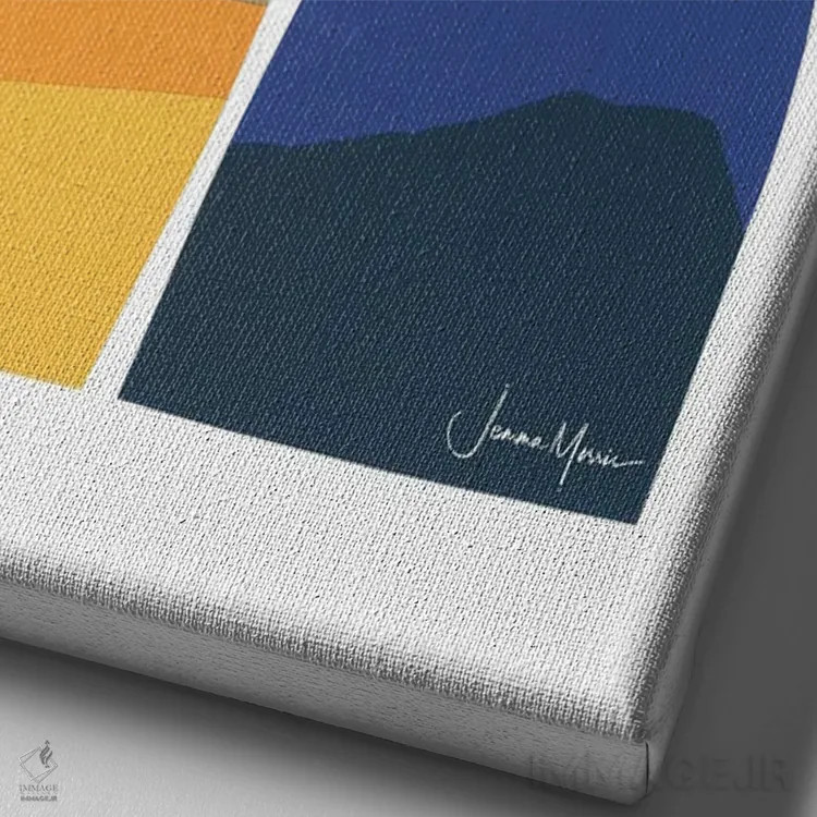 تابلو انتزاعی کشتزار علف و کوه اثر لولوآرت استودیو - نمای نزدیک بافت بوم