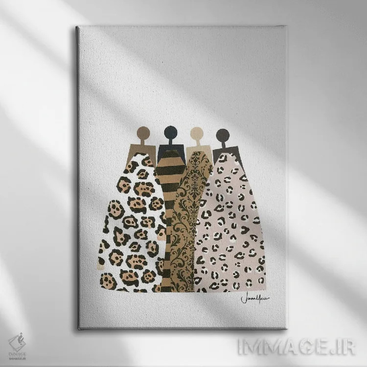 تابلو مدرن چهار دوست مد اثر لولوآرت استودیو - نمای روبهرو روی دیوار