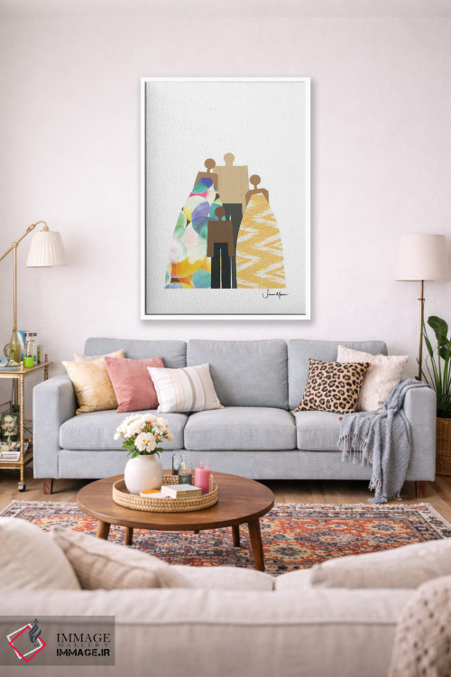 تابلو مدرن خانواده چهار نفره رنگارنگ اثر لولوآرت استودیو - D1W