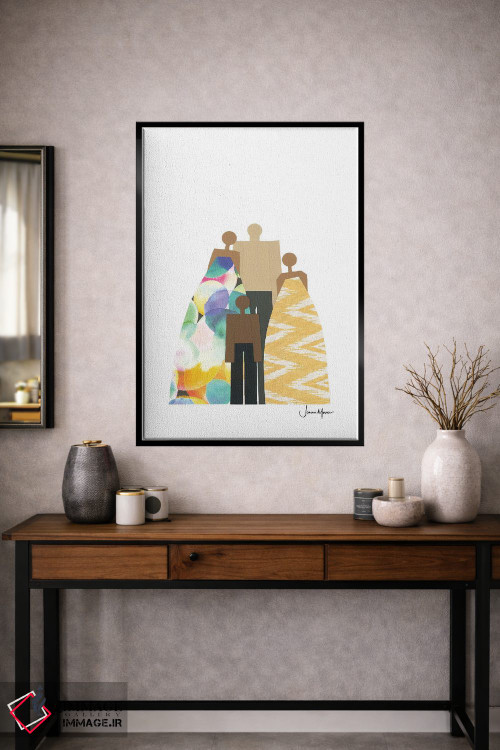 تابلو مدرن خانواده چهار نفره رنگارنگ اثر لولوآرت استودیو - D2B
