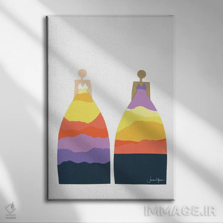 تابلو مدرن طلوع و غروب خورشید اثر لولوآرت استودیو - نمای روبهرو روی دیوار