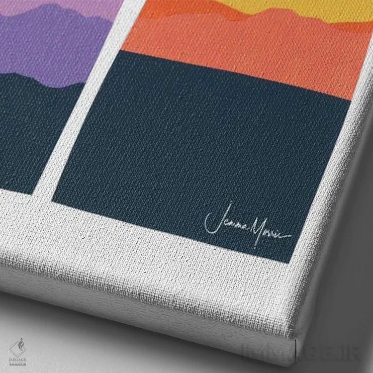 تابلو مدرن طلوع و غروب خورشید اثر لولوآرت استودیو - نمای نزدیک بافت بوم